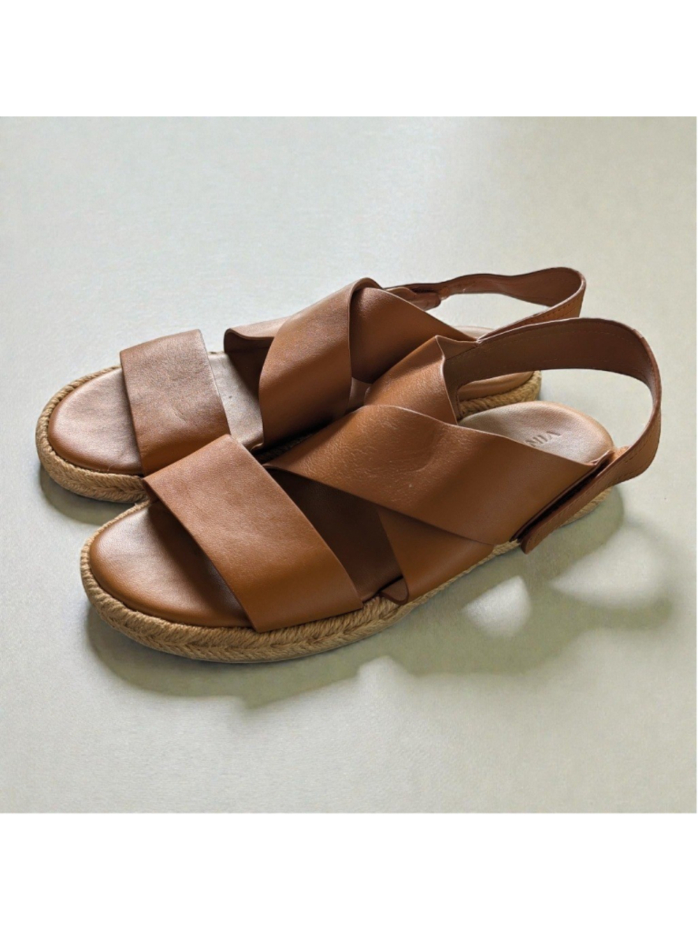 Vince Tenison Leather Espadrille Sandals Hazelnut Slingback Sz 8 - Picture 6 of 14